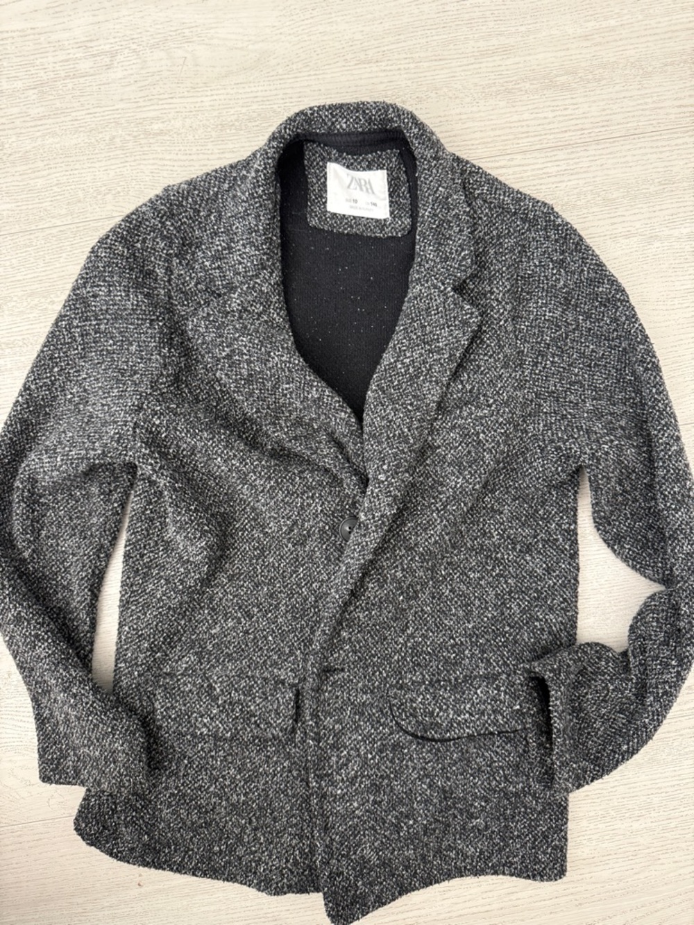 ZARA Marled Gray Knit Blazer Cardigan